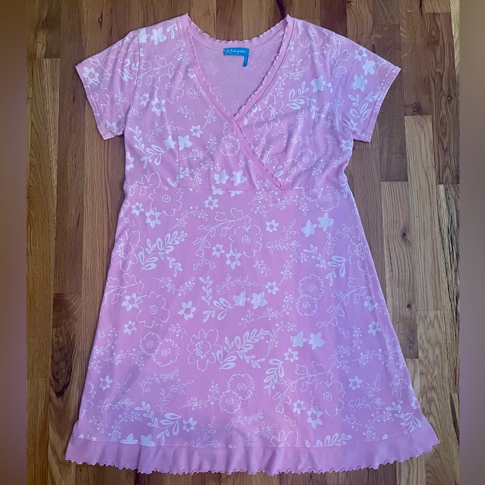 fresh produce Pink Floral V-Neck Midi Dress